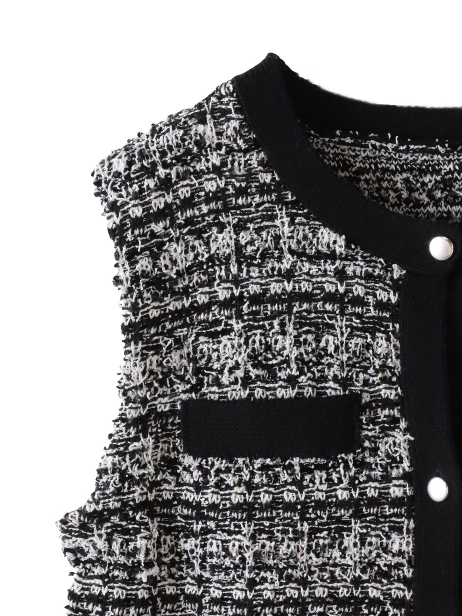 【大きいサイズ】ファンシーツイードニットジレ