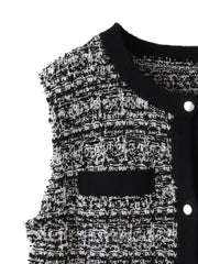 【大きいサイズ】ファンシーツイードニットジレ