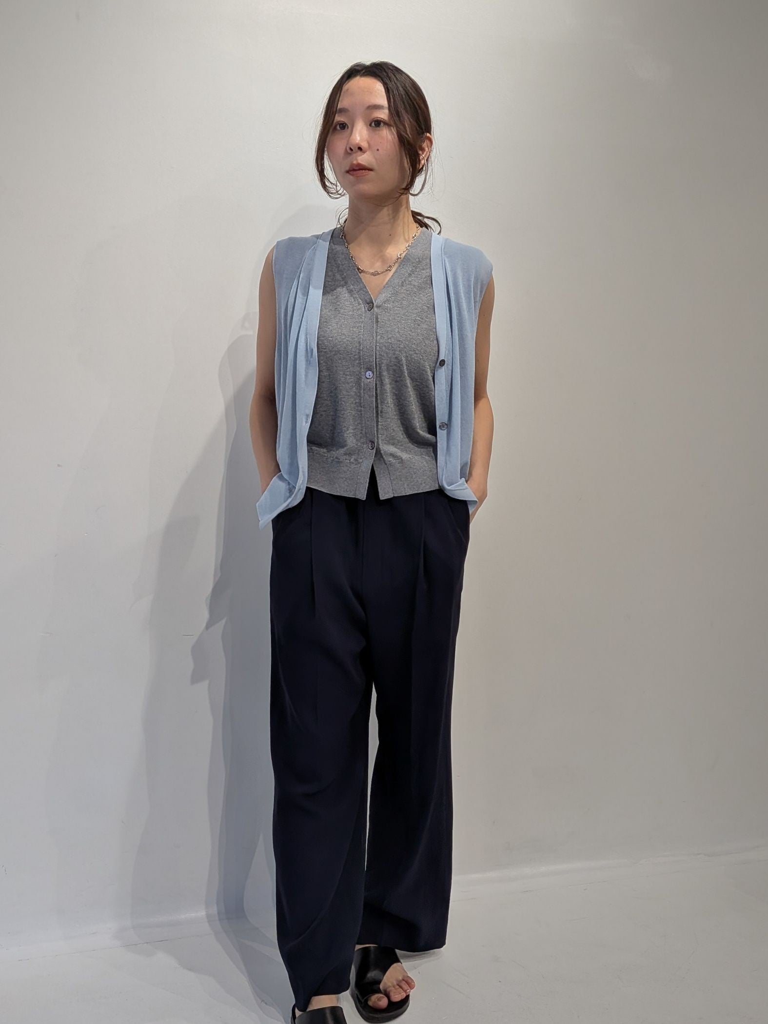 【2piece】sheer layerd vest