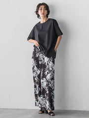 バックサテン切り替えスムースカットソー