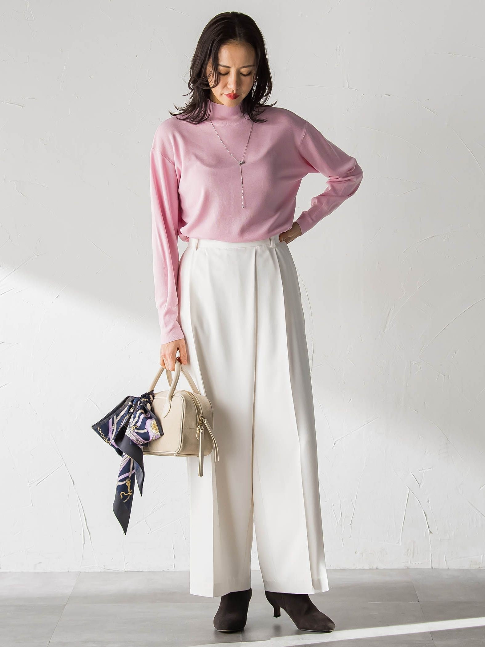 ソフィーツイルストレッチワイドパンツ ≪洗える≫