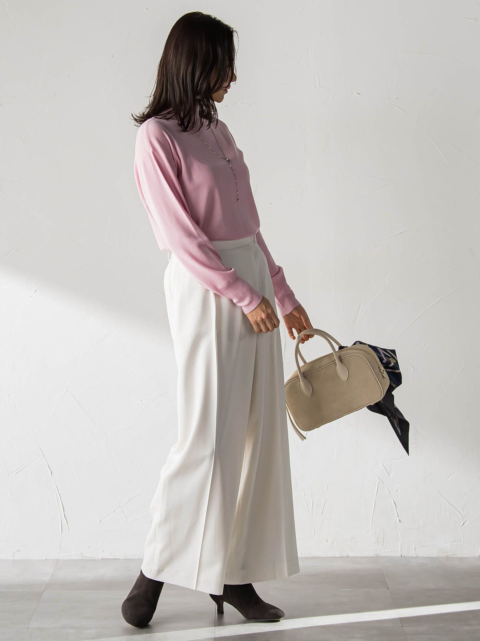 ソフィーツイルストレッチワイドパンツ ≪洗える≫