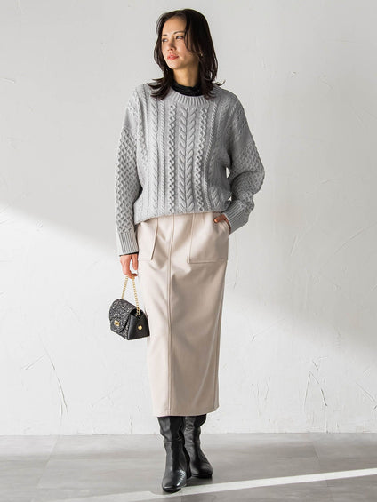 【WEB限定】ケーブル柄編みニット≪洗える≫