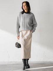 【WEB限定】ケーブル柄編みニット≪洗える≫