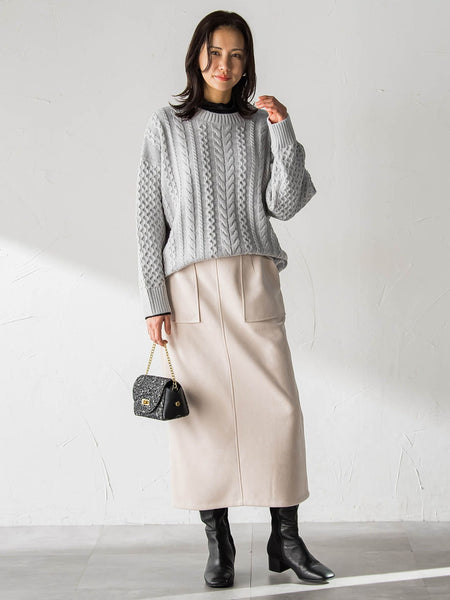 【WEB限定】ケーブル柄編みニット≪洗える≫