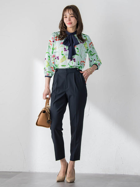 【KEITA KAWASAKI × Viaggio Bluコラボ】リリープリントブラウス