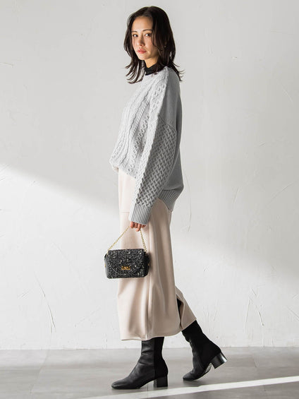 【WEB限定】ケーブル柄編みニット≪洗える≫