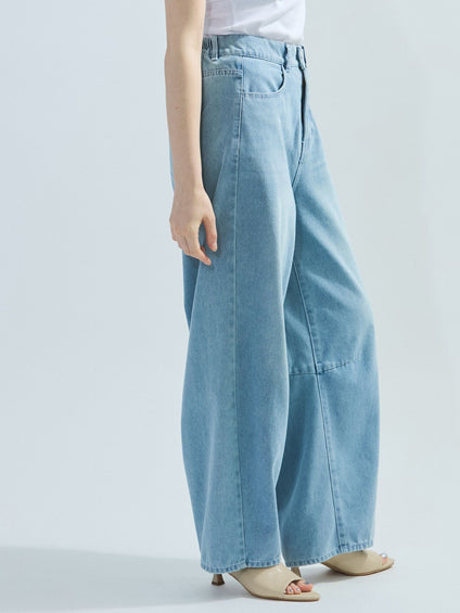 カーブデニムパンツ≪洗濯機で洗える≫