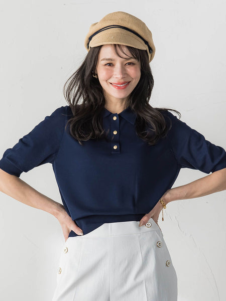【WEB限定カラーあり】LUCINDAポロニット