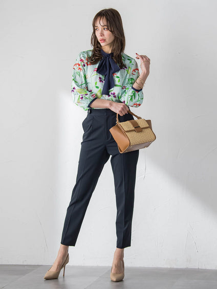 【KEITA KAWASAKI × Viaggio Bluコラボ】リリープリントブラウス