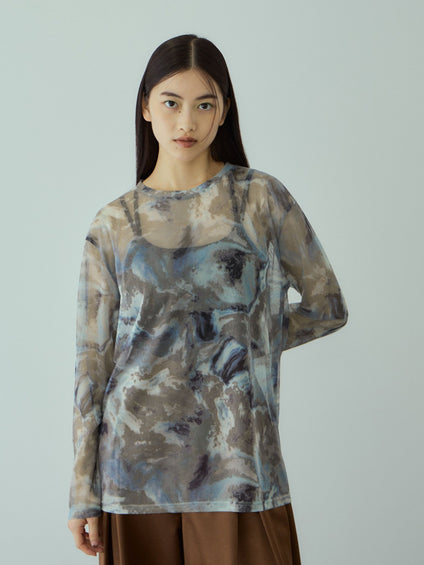 ニュアンスアート柄シアープルオーバー≪手洗い可能≫