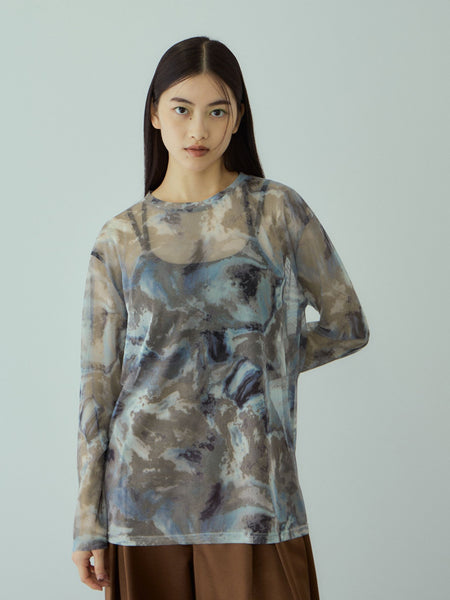 ニュアンスアート柄シアープルオーバー≪手洗い可能≫
