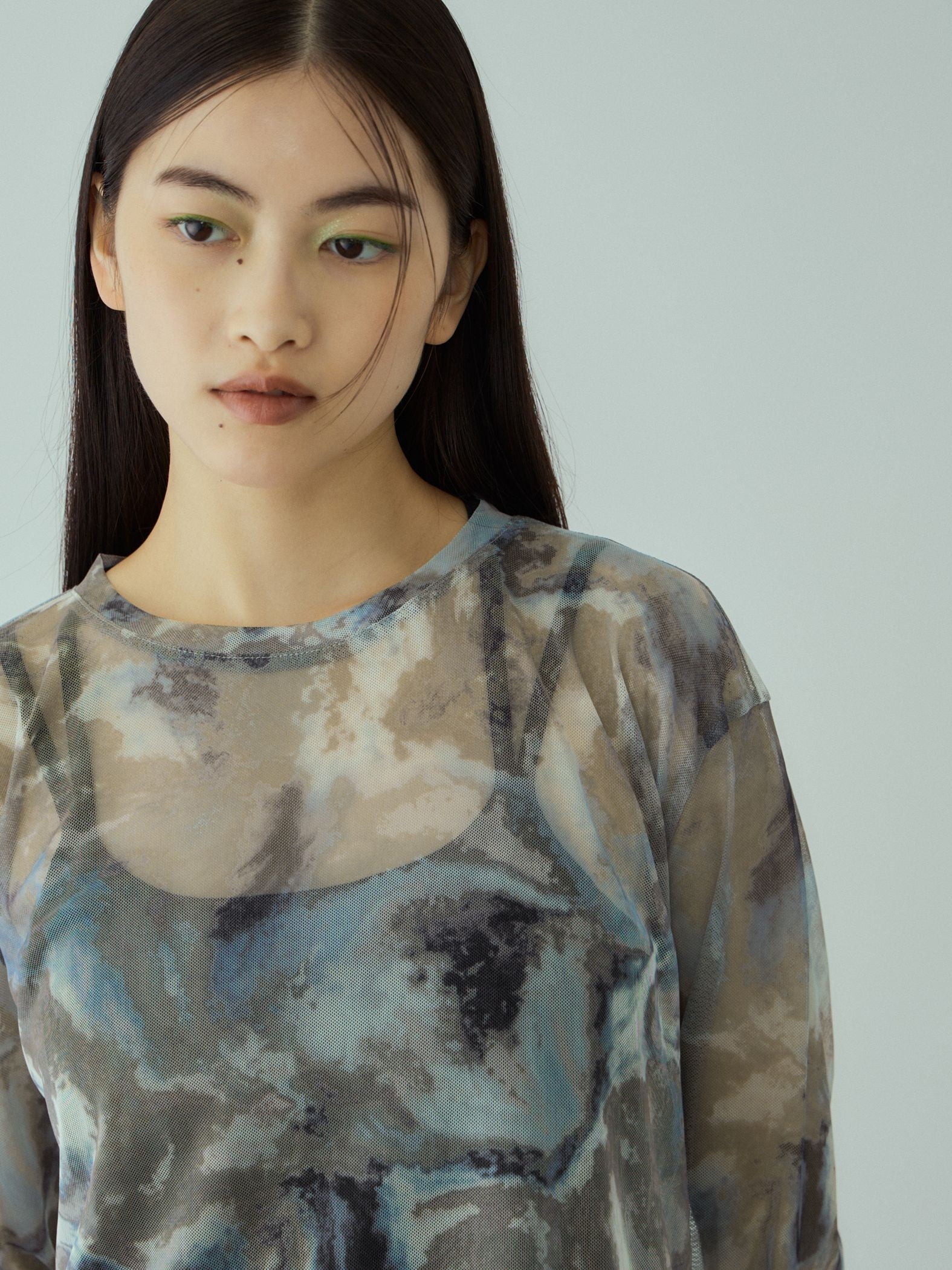 ニュアンスアート柄シアープルオーバー≪手洗い可能≫