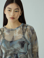 ニュアンスアート柄シアープルオーバー≪手洗い可能≫