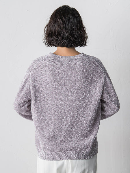 【大きいサイズ】ツヤモールVネックニット