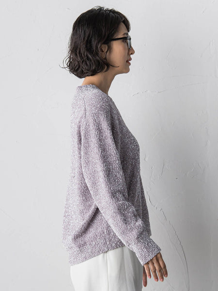 【大きいサイズ】ツヤモールVネックニット