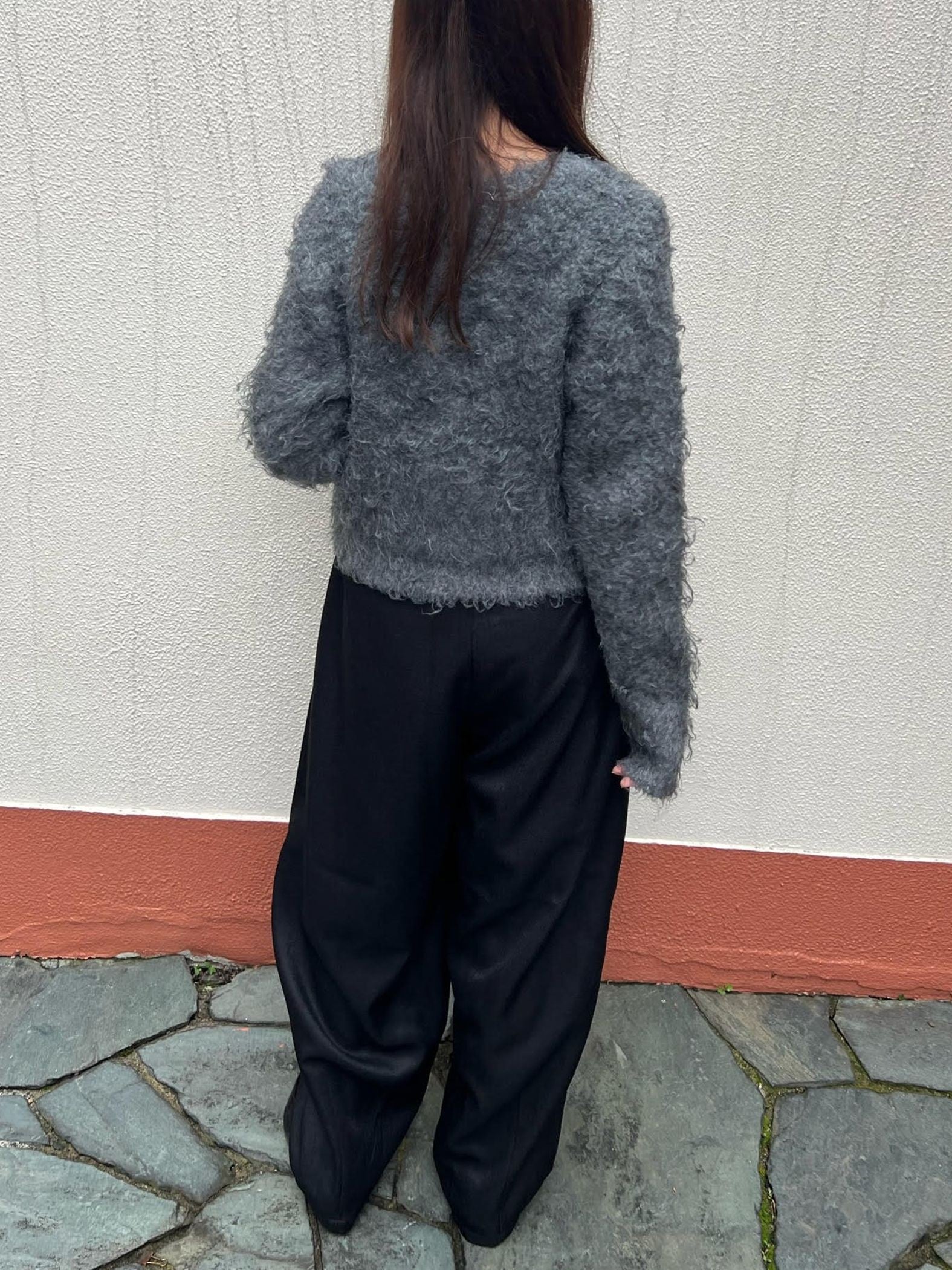 【ENIM BY VICKY】ミックスシャギーニット前後2wayクロップドカーディガン《手洗い可能》