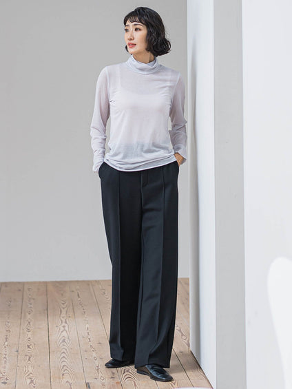 【WEB限定/新色追加】”楽暖”裏起毛ワイドパンツ≪洗濯機で洗える≫