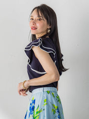 ラッフルスリーブニット