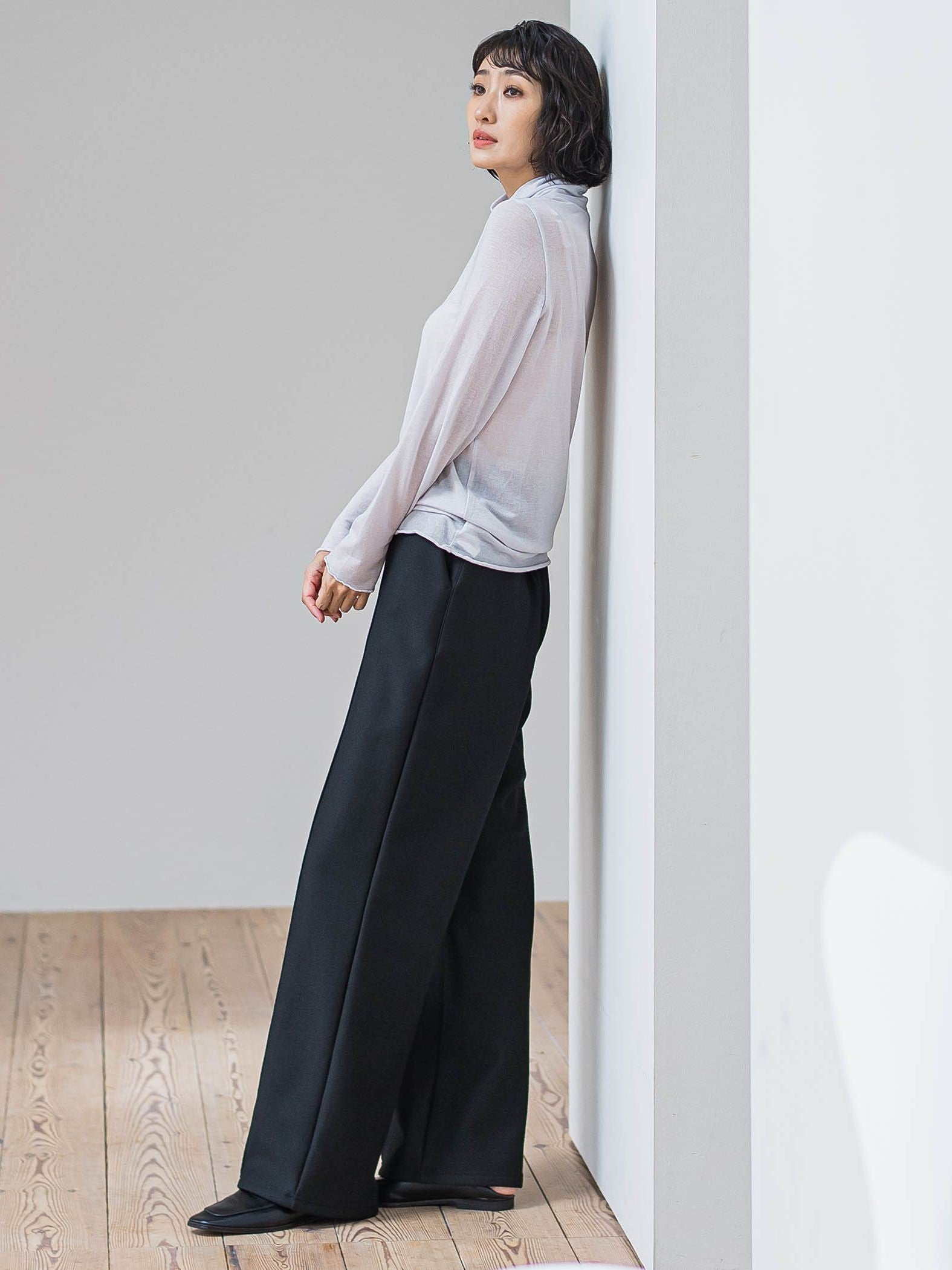 【WEB限定/新色追加】”楽暖”裏起毛ワイドパンツ≪洗濯機で洗える≫