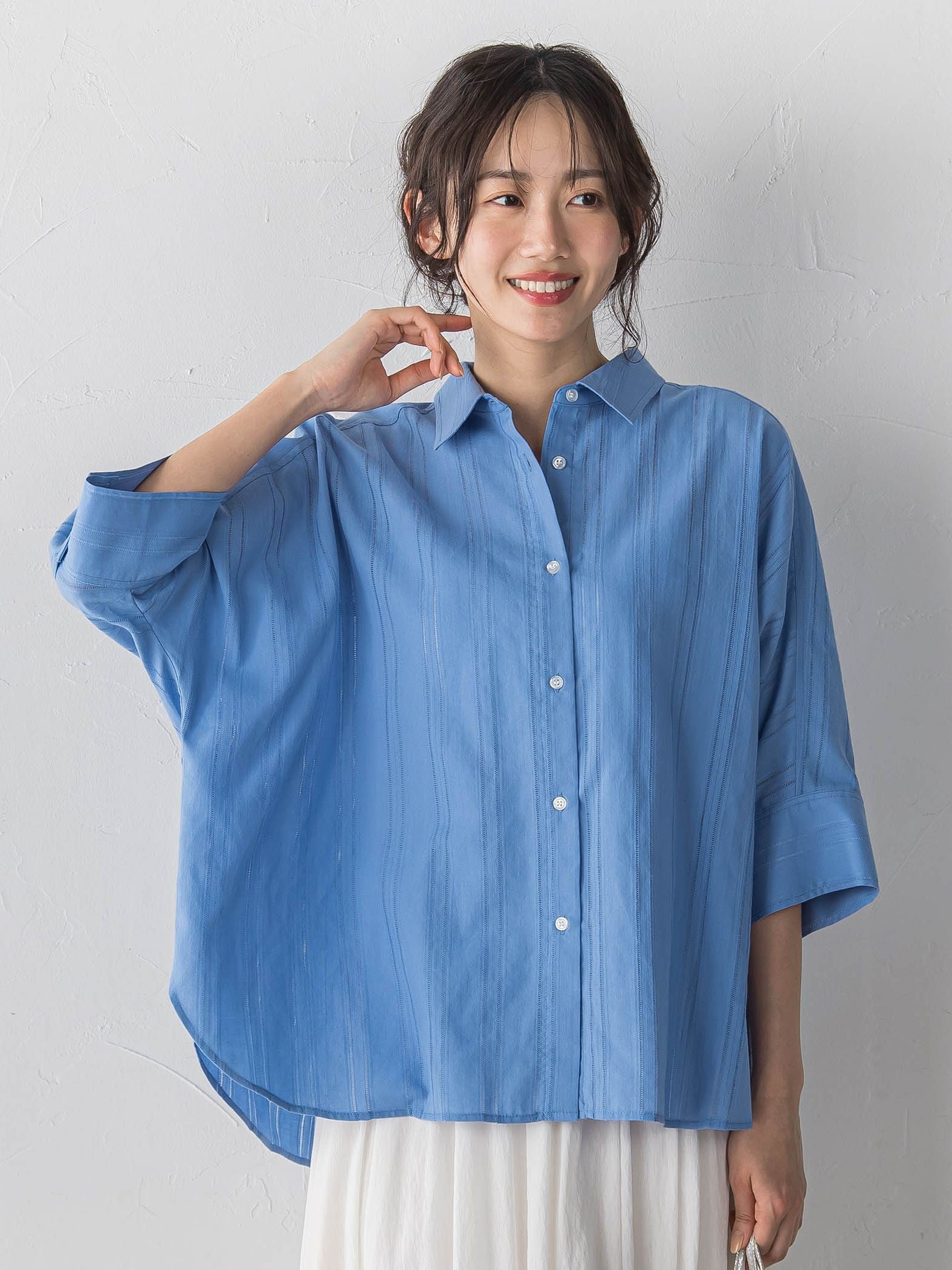 【WEB限定】T/Cストライプブラウス