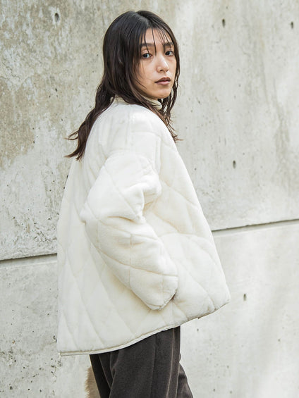 キルティング×フェイクファーリバーシブルブルゾン