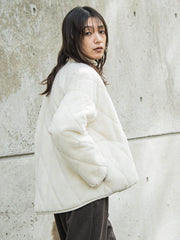 キルティング×フェイクファーリバーシブルブルゾン