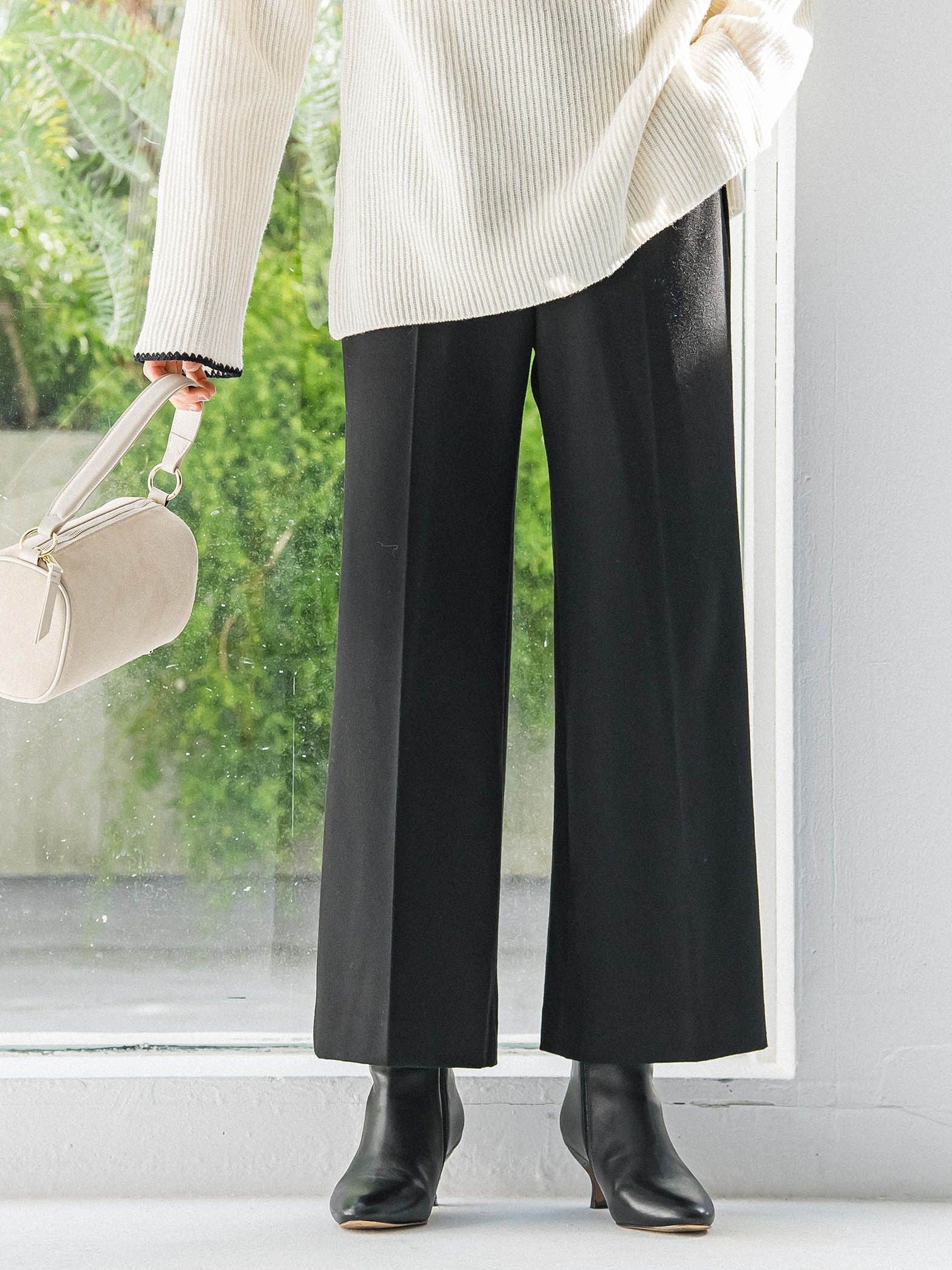 両面起毛ワイドパンツ≪洗える/セットアップ対応≫