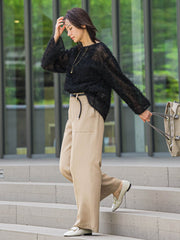タックレスワイドチノパンツ≪洗濯機で洗える≫