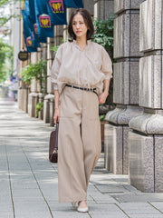 タックレスワイドチノパンツ≪洗濯機で洗える≫