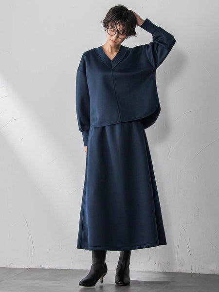 軽量ボンディングスカートセットアップ≪洗濯機で洗える≫