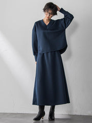 軽量ボンディングスカートセットアップ≪洗濯機で洗える≫