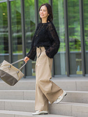 タックレスワイドチノパンツ≪洗濯機で洗える≫