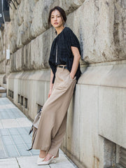 タックレスワイドチノパンツ≪洗濯機で洗える≫