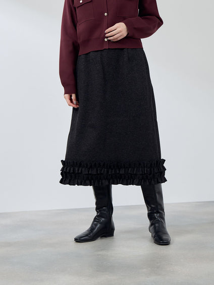 ウールライクフリルヘムAラインスカート