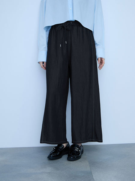 【シーズンレス】ナイロンツイルデニムイージーワイドパンツ