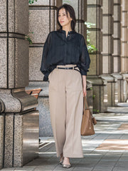 タックレスワイドチノパンツ≪洗濯機で洗える≫