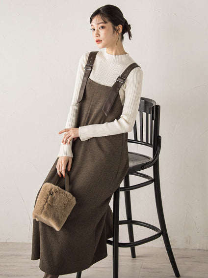 袖ボタンランダムリブニット≪手洗い可能≫