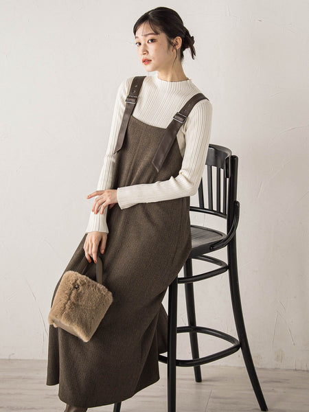 袖ボタンランダムリブニット≪手洗い可能≫