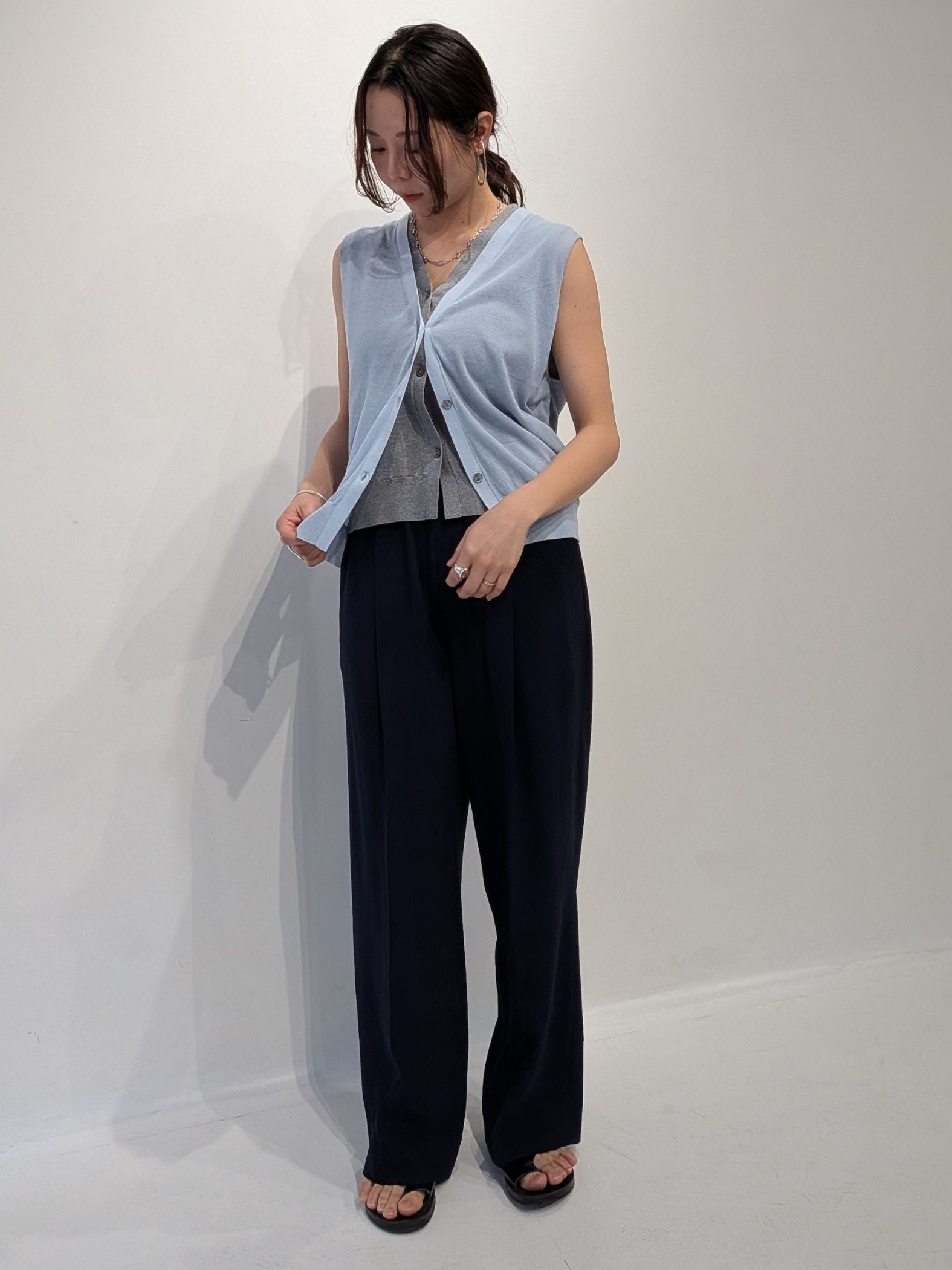 【2piece】sheer layerd vest