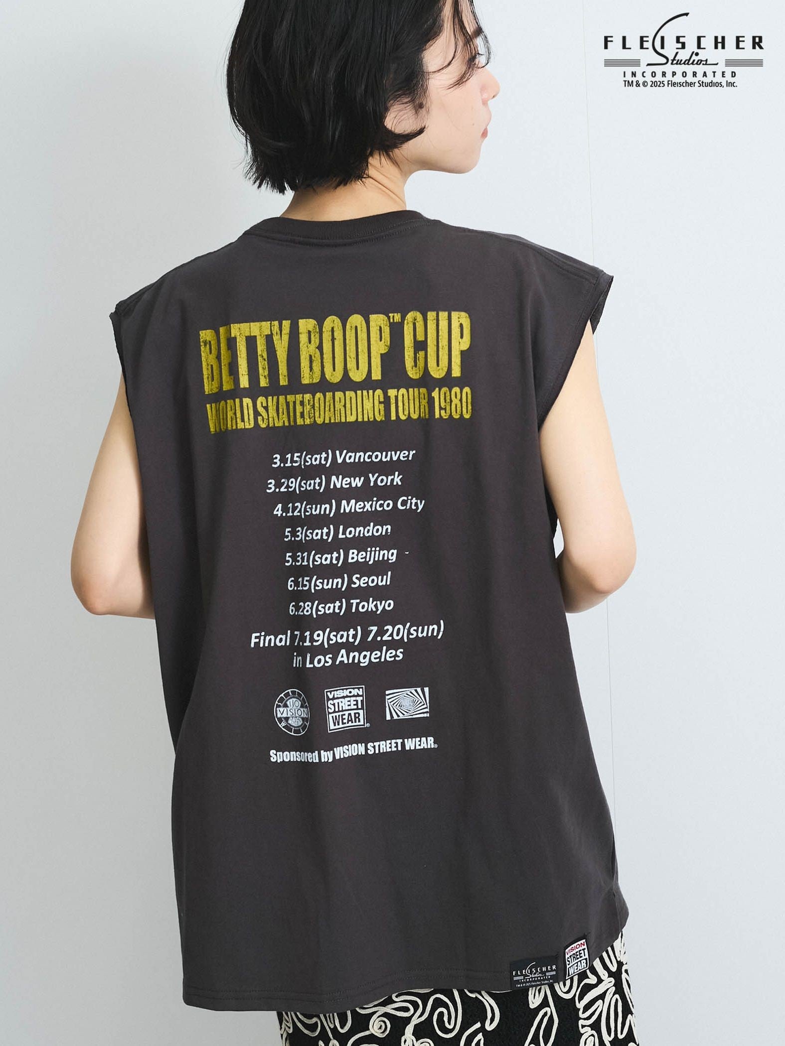 【VISION × Betty Boop™】ヴィンテージツアーノースリＴシャツ≪洗濯機で洗える≫