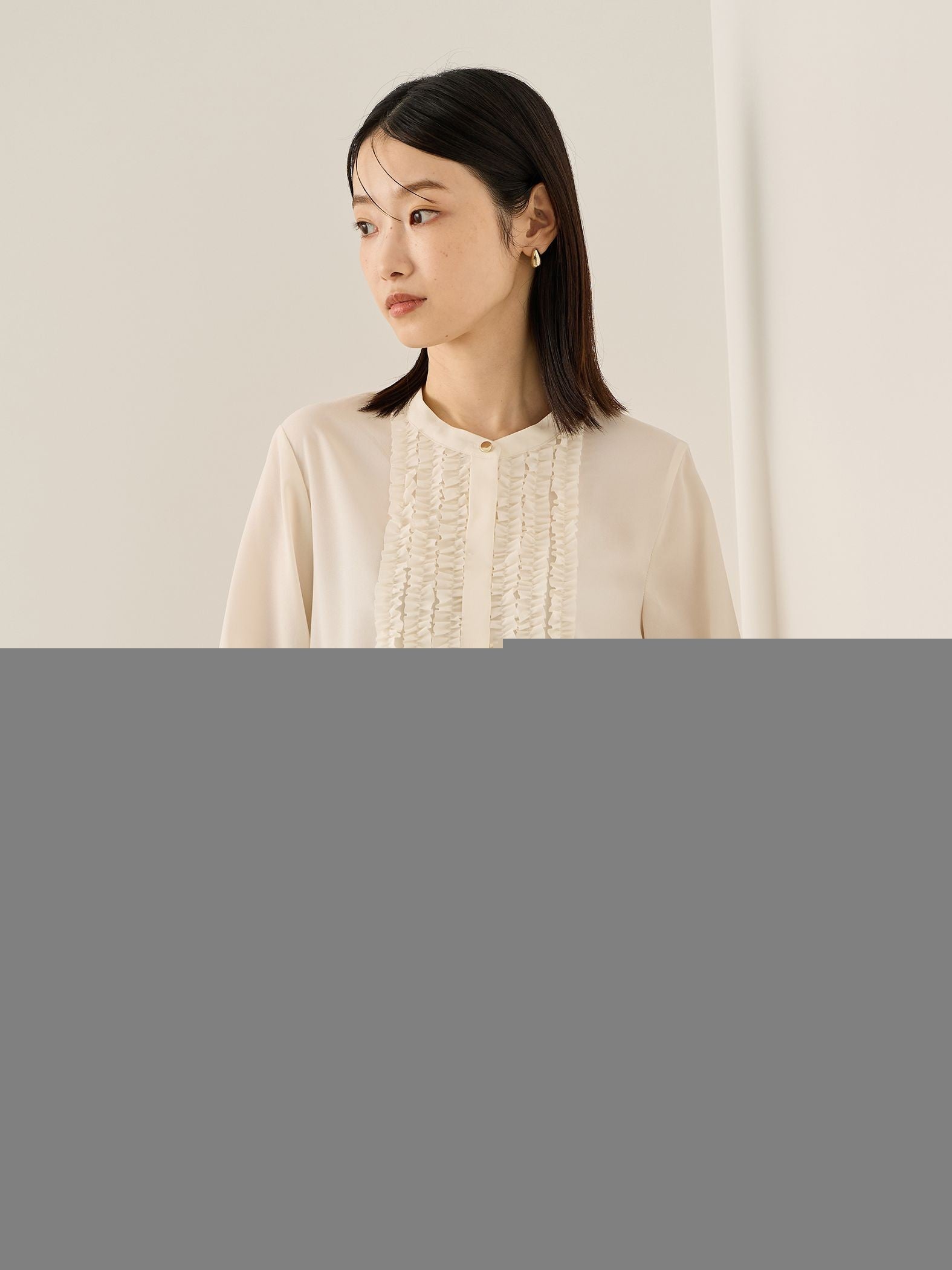 ポライトジョーゼットフリルブラウス≪手洗い可能≫