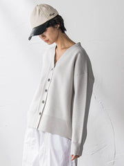 スポンディッシュVネックニットカーディガン≪洗濯機で洗える≫