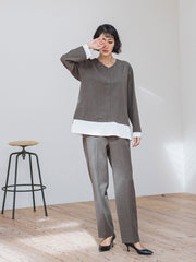 【大きいサイズ】ピクシエスタストレートパンツ≪洗濯機で洗える≫