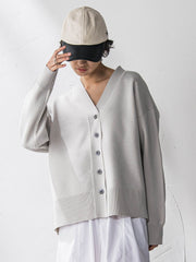 スポンディッシュVネックニットカーディガン≪洗濯機で洗える≫