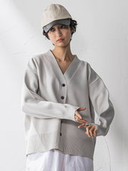 スポンディッシュVネックニットカーディガン≪洗濯機で洗える≫