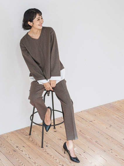 【大きいサイズ】ピクシエスタストレートパンツ≪洗濯機で洗える≫