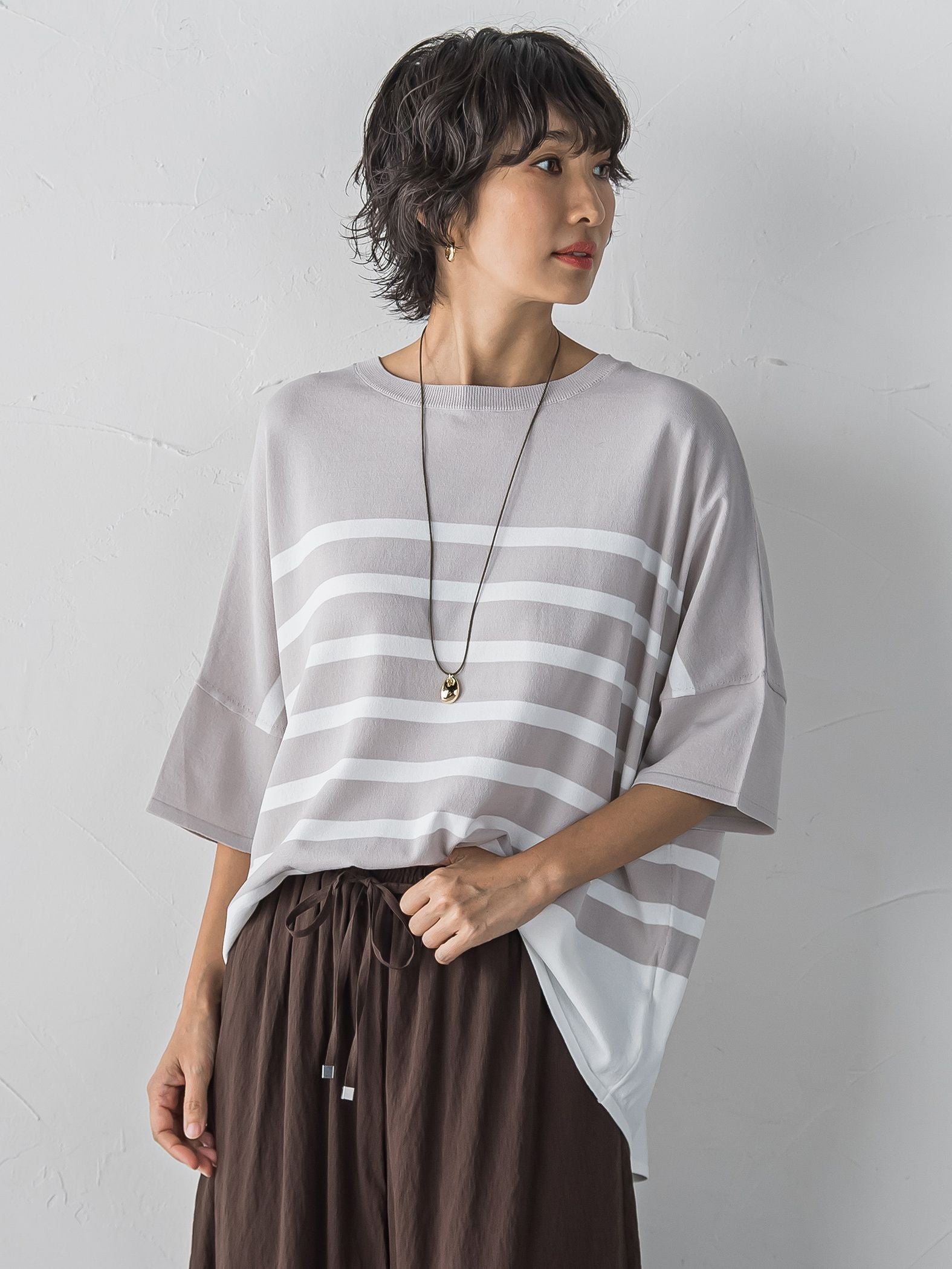 【WEB限定】”涼感”ボーダーニット