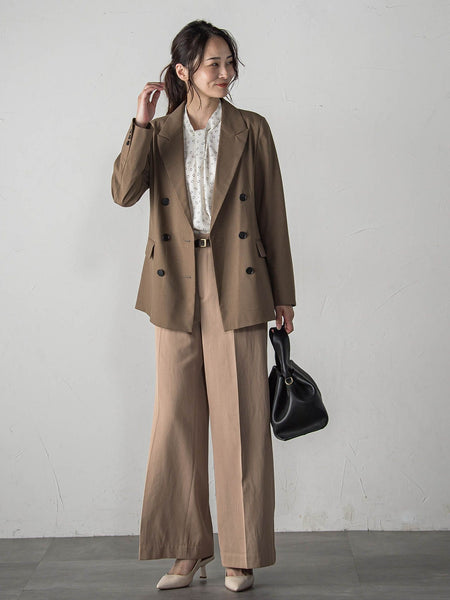 タックレスワイドチノパンツ≪洗濯機で洗える≫