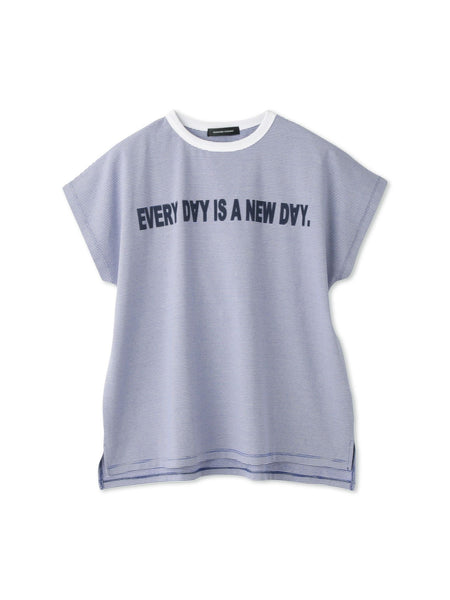 ナローボーダーステートメントTシャツ
